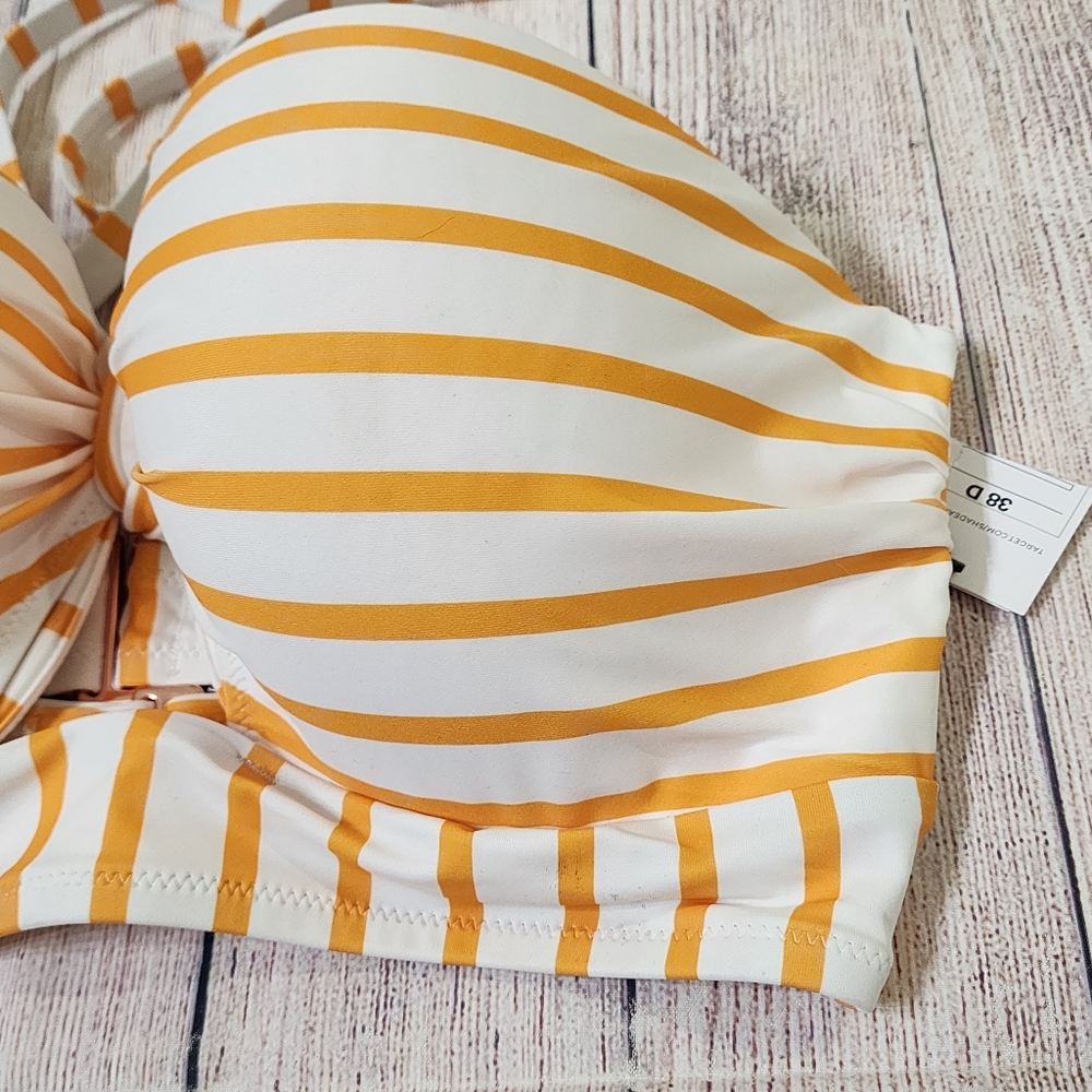 Shade & Shore Yellow and White Striped Bandeau Bikini - Picture 3 of 10